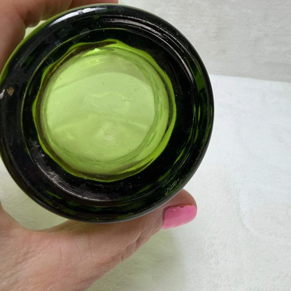 VTG Hazel Atlas Avocado Green Dot El Dorado Candy Dish Thumbprint MCM‎